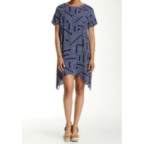 ASTR The Label Blue & White Dot Speck Short Sleeve Shift Dress S - Picture 1 of 12